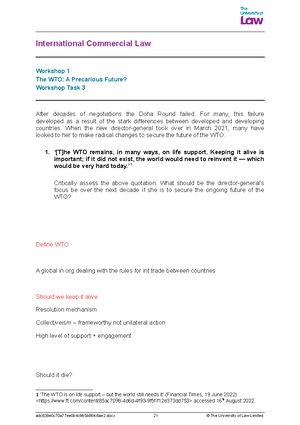 International Commercial Unit 3 - Reading - 1 Significance of the ...