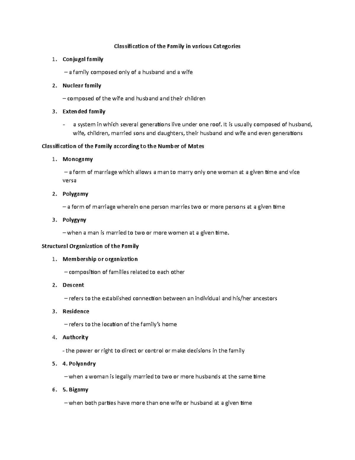 Classification of the Family in various Categories (Lecture Notes) - BS ...