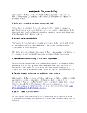 Ventajas del Diagrama de Flujo - Sin embargo, si tenemos que mencionar las ventajas  del diagrama de - Studocu