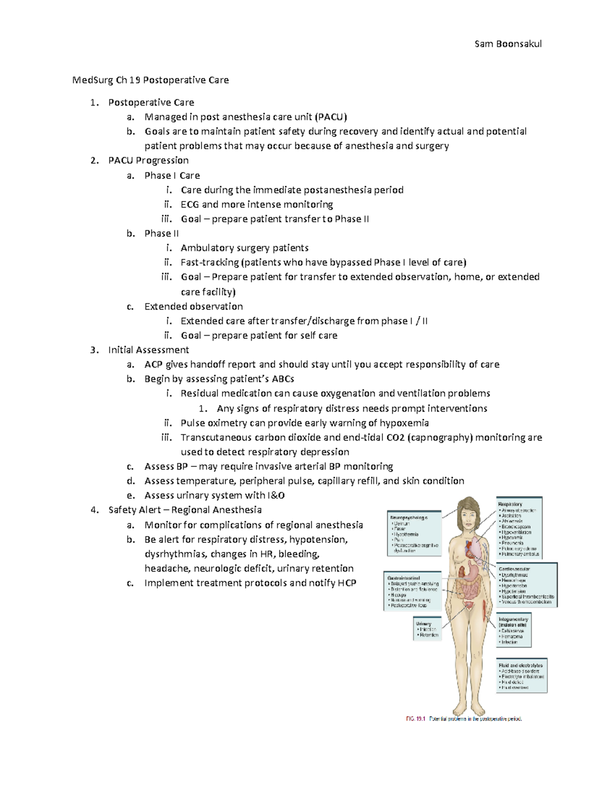 Med Surg Ch 19 Postoperative Care - MedSurg Ch 19 Postoperative Care ...