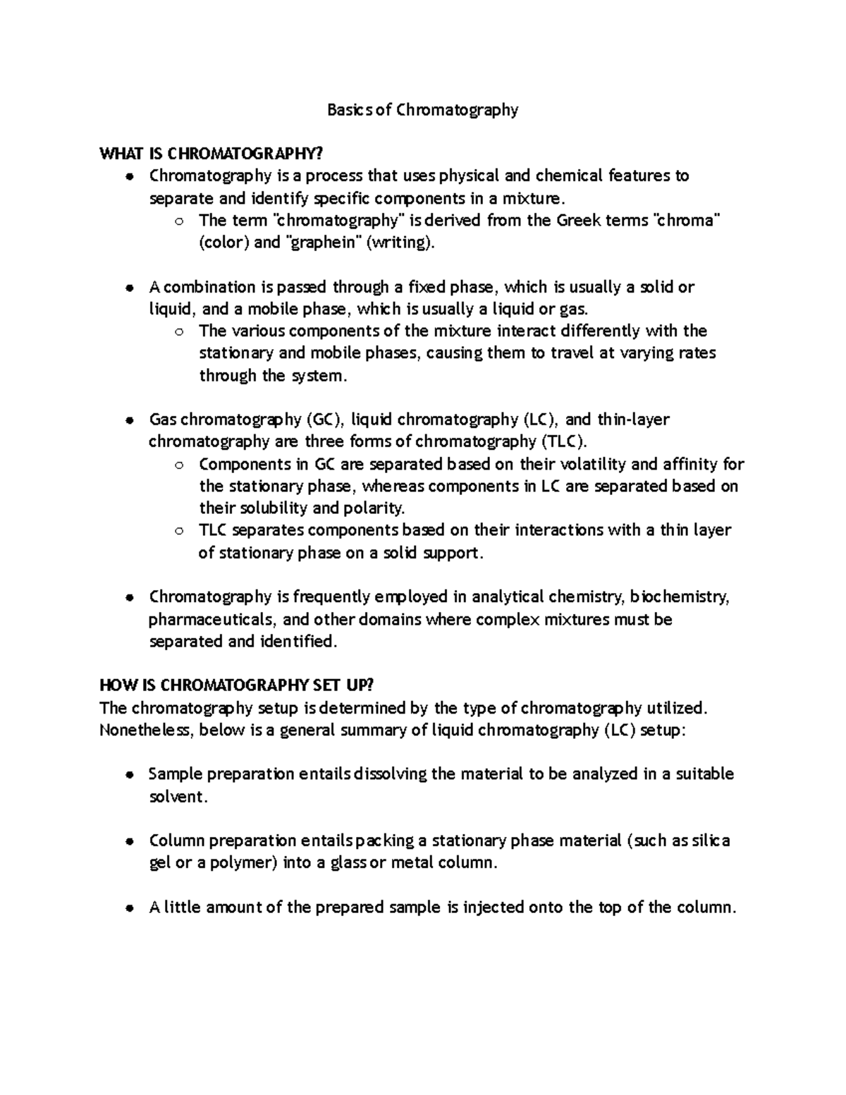 Basics of Chromatography Organic Chemistry Basics of Chromatography