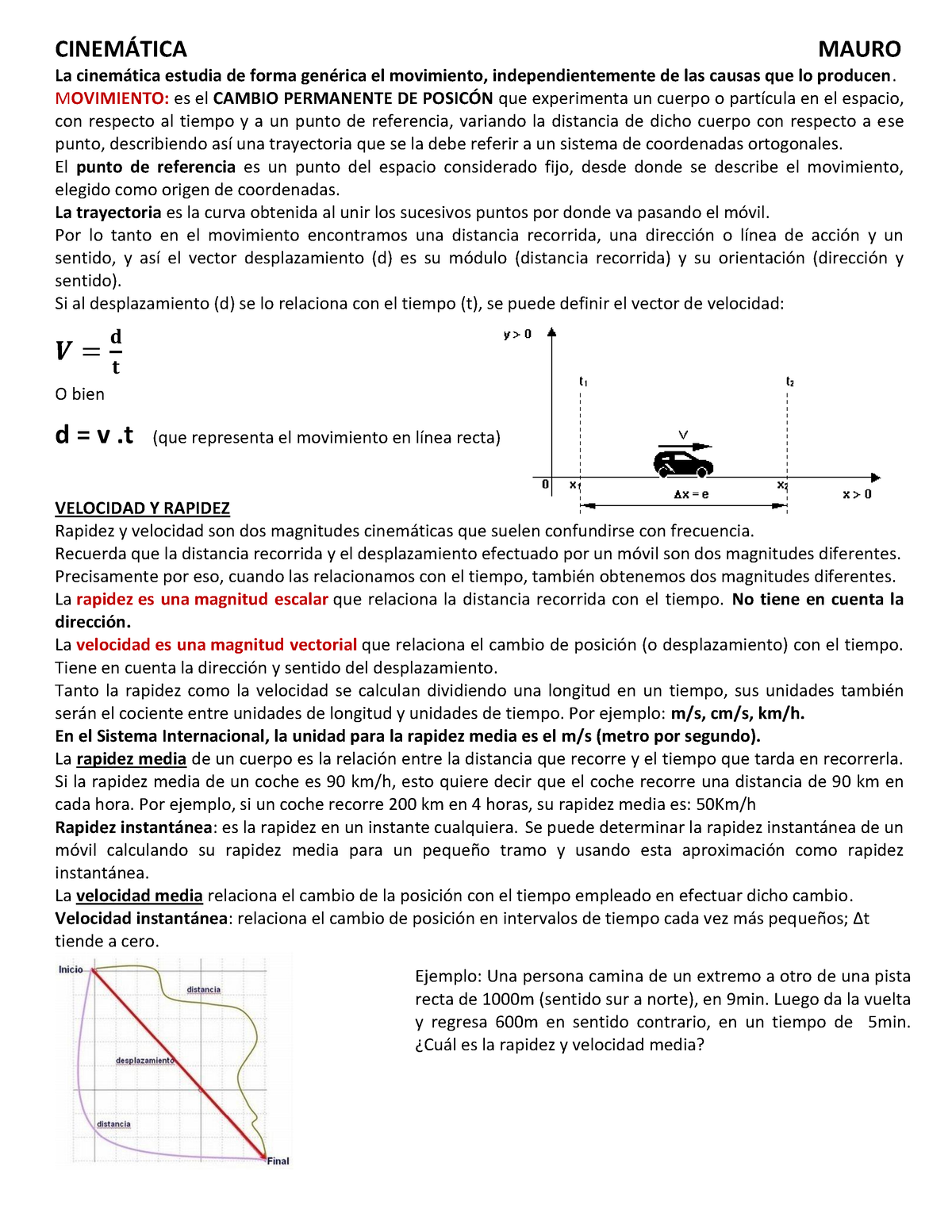 06-b- Unidad N 3 Cinematica - CINEM¡TICA MAURO La Cinem·tica Estudia De ...
