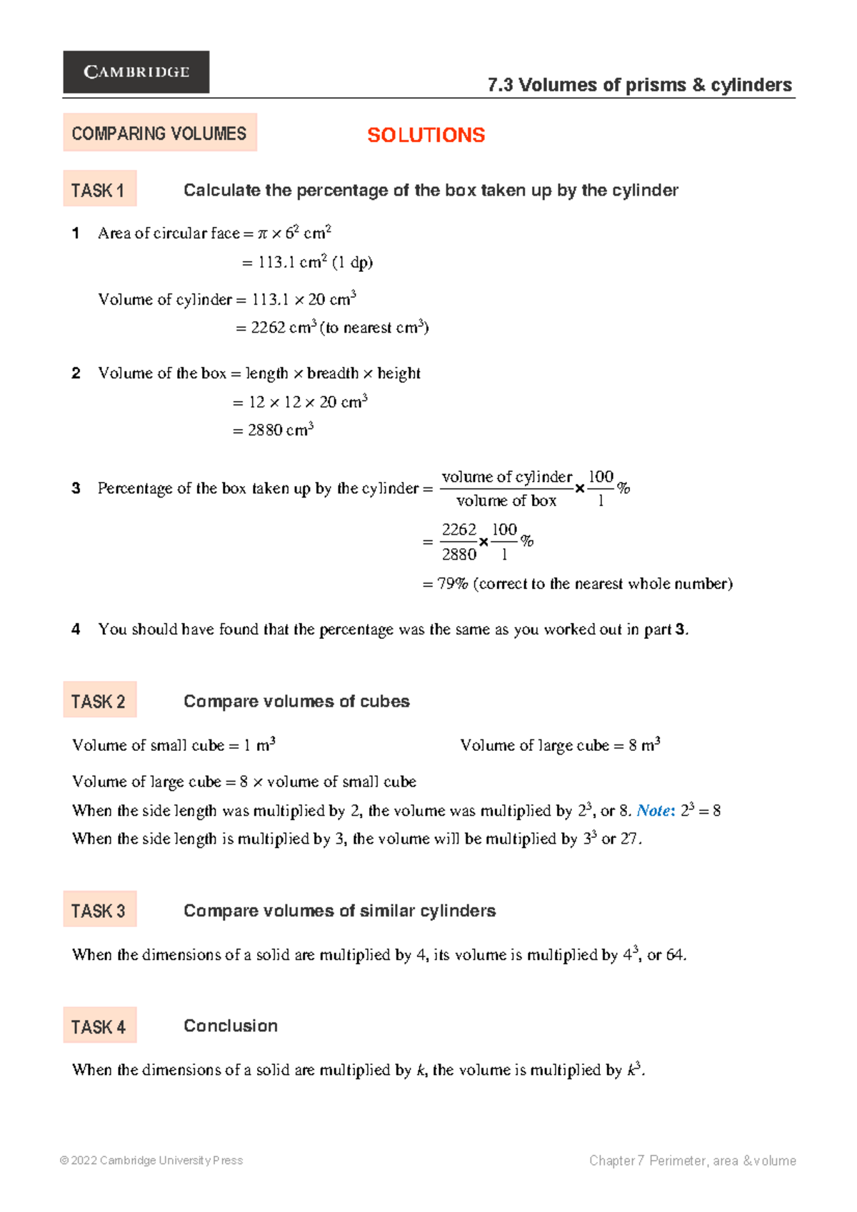 Comparing-volumes- Solutions - 7 Volumes of prisms & cylinders © 2022 ...