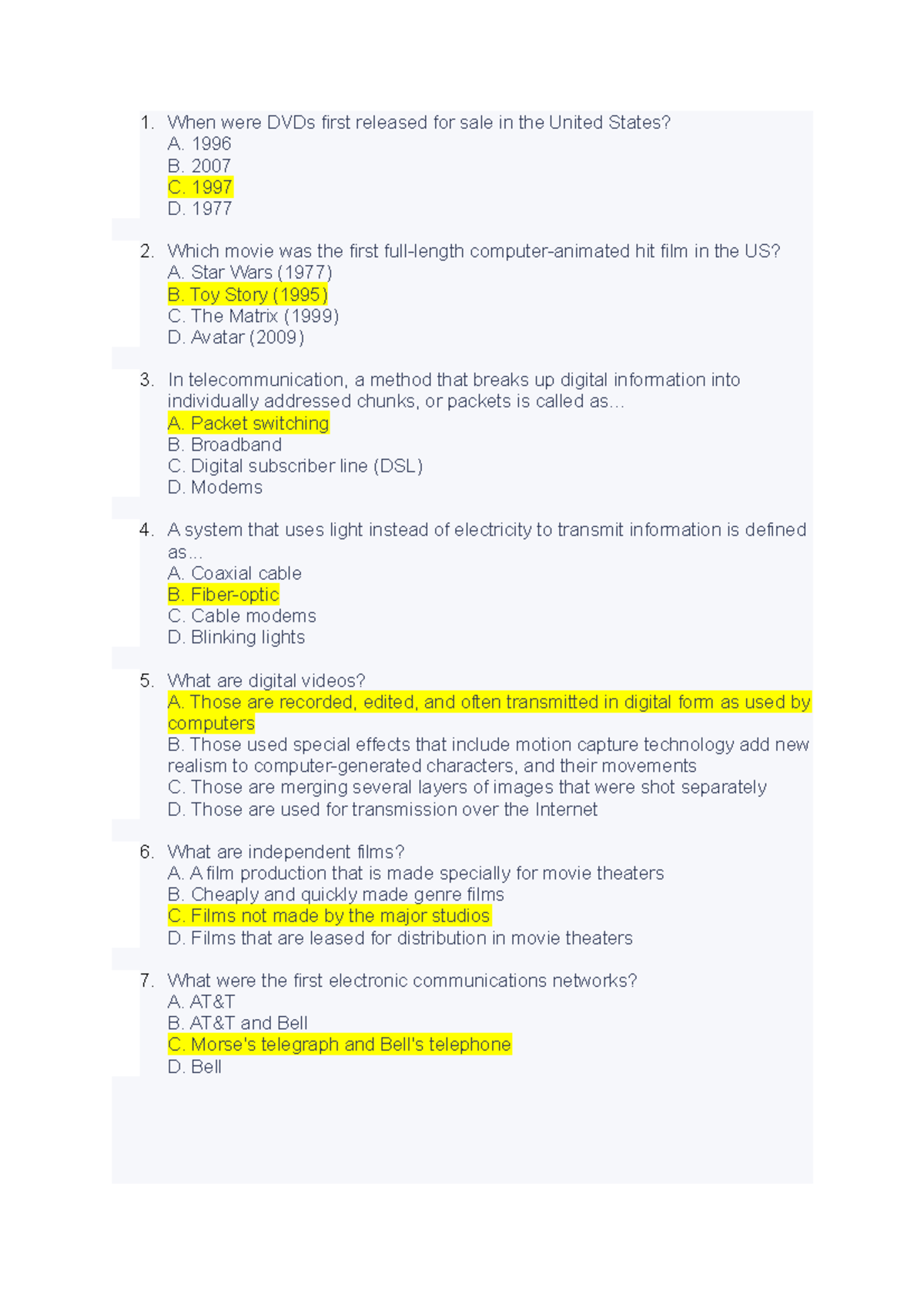 Med201 final tài liệu ôn thi When were DVDs first released for sale