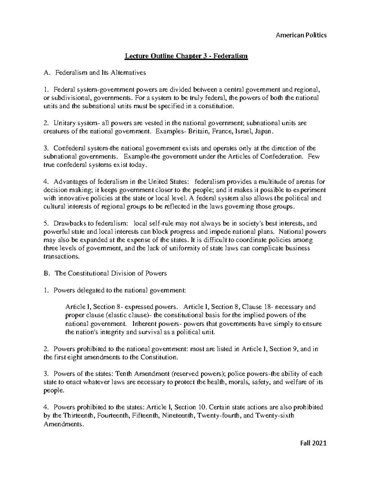 Lecture Outline Chapter 3 - PSC 101 - CSN - Studocu