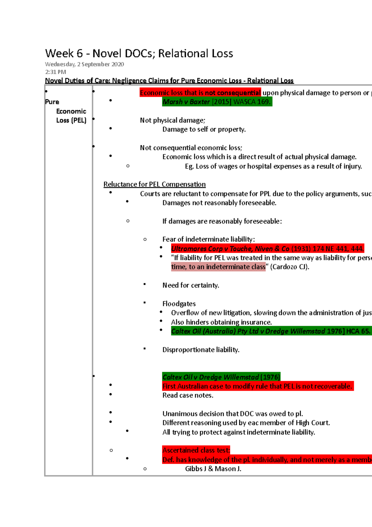 Week 6 Novel DOCs Relational Loss Not physical damage; Damage to