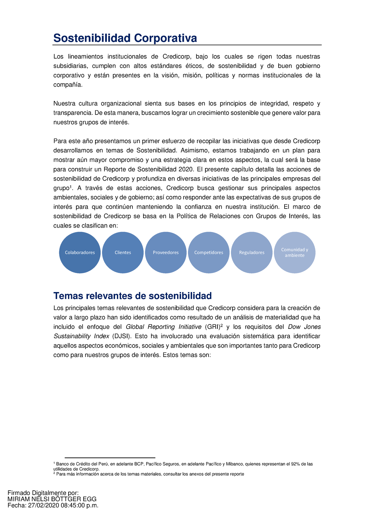 Anexo B - Sostenibilidad Corporativa - Sostenibilidad Corporativa Los ...