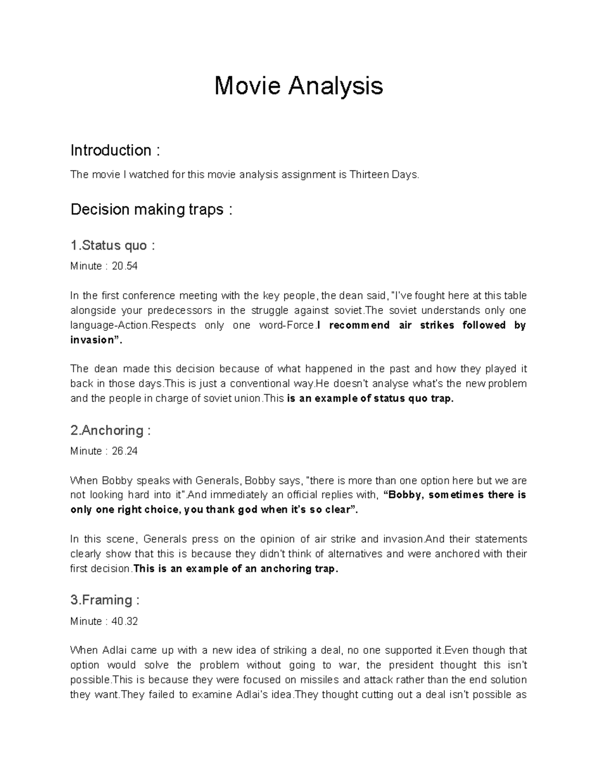 Movie Analysis Assignment Movie Analysis Introduction The Movie I 