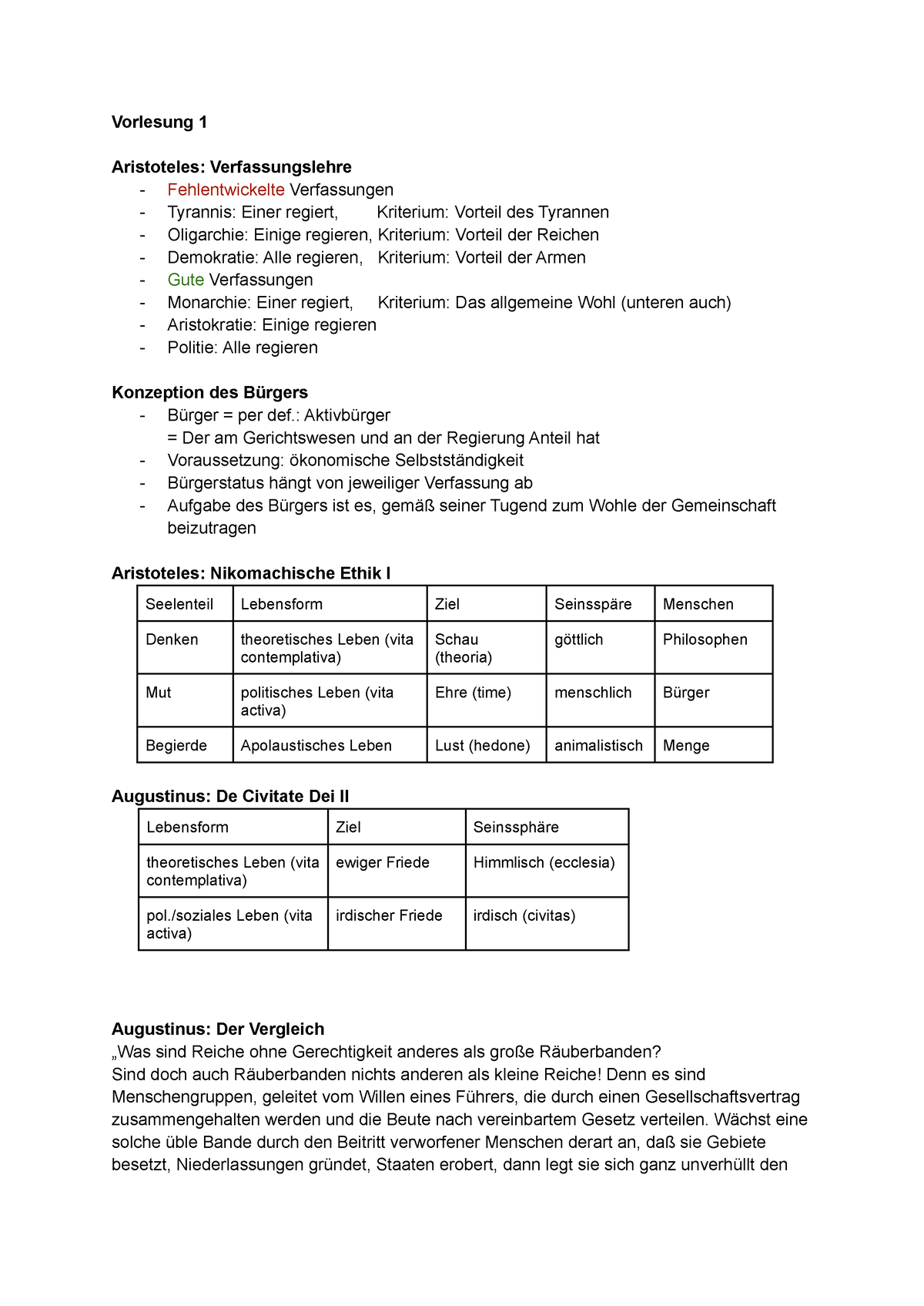 Vorlesung 1 - Vorlesung 1 Aristoteles: Verfassungslehre ...