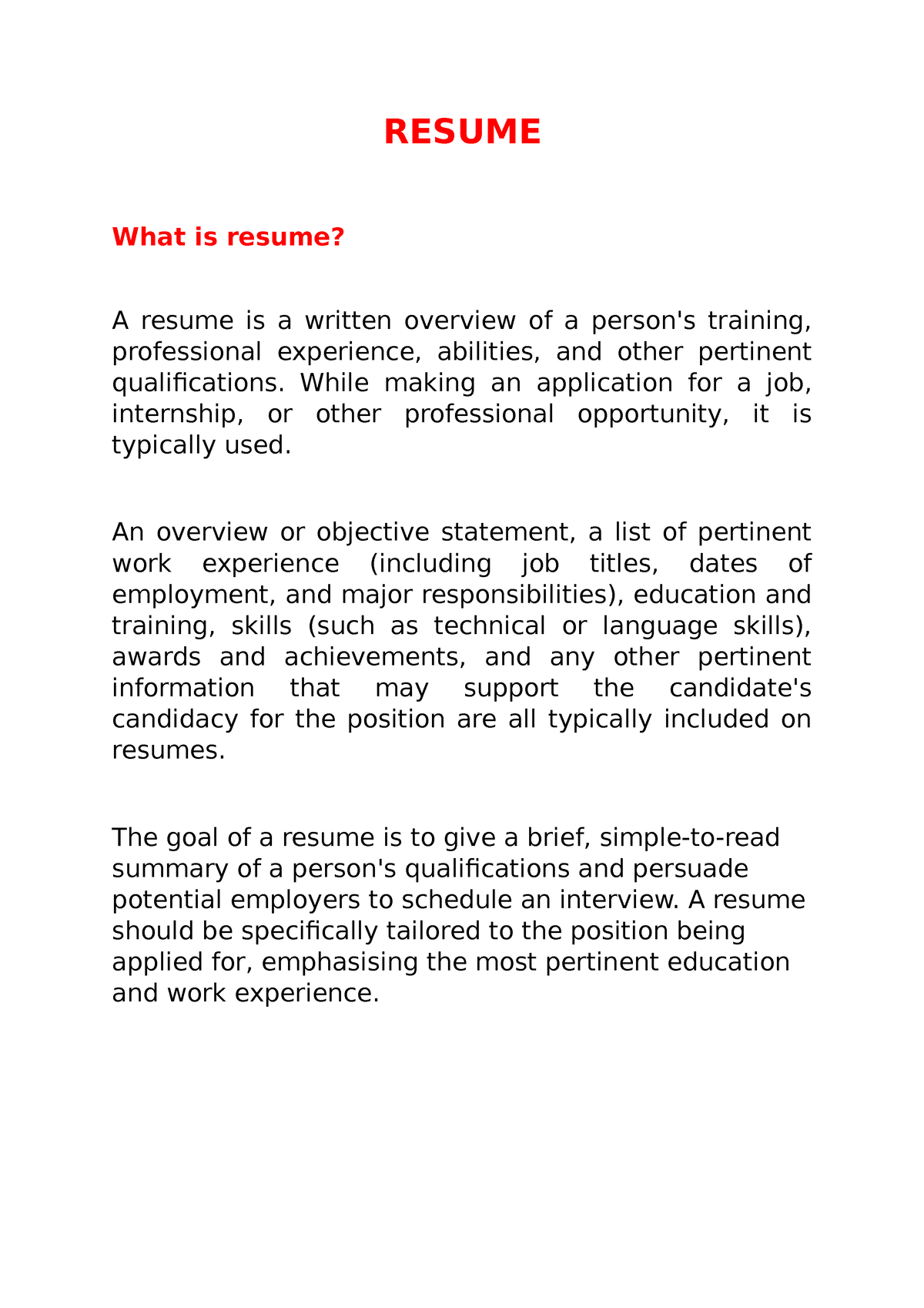 resume-notes-resume-what-is-resume-a-resume-is-a-written-overview