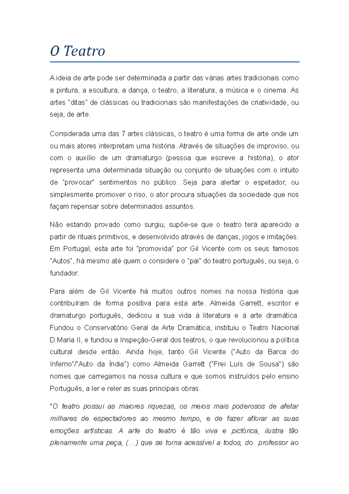 Teatro como forma de expressão O