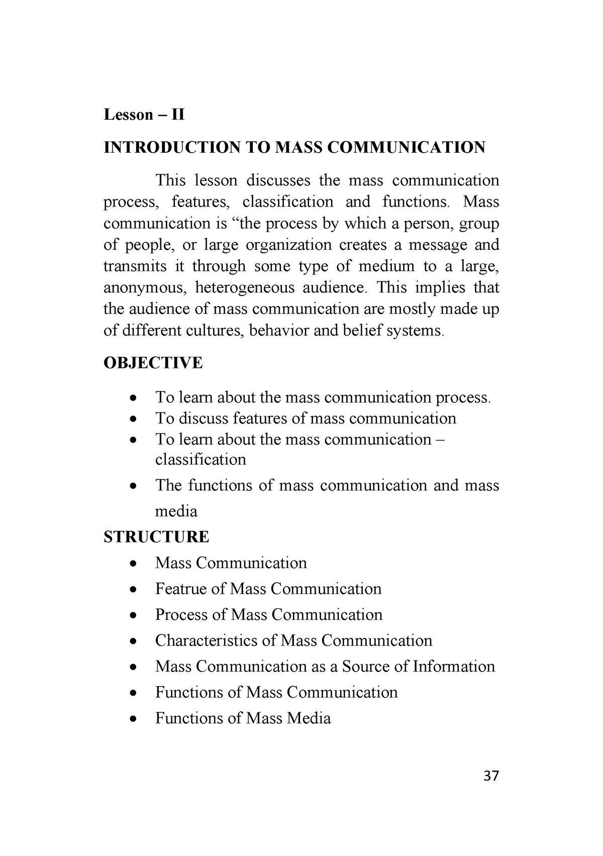 introduction to mass communication assignment