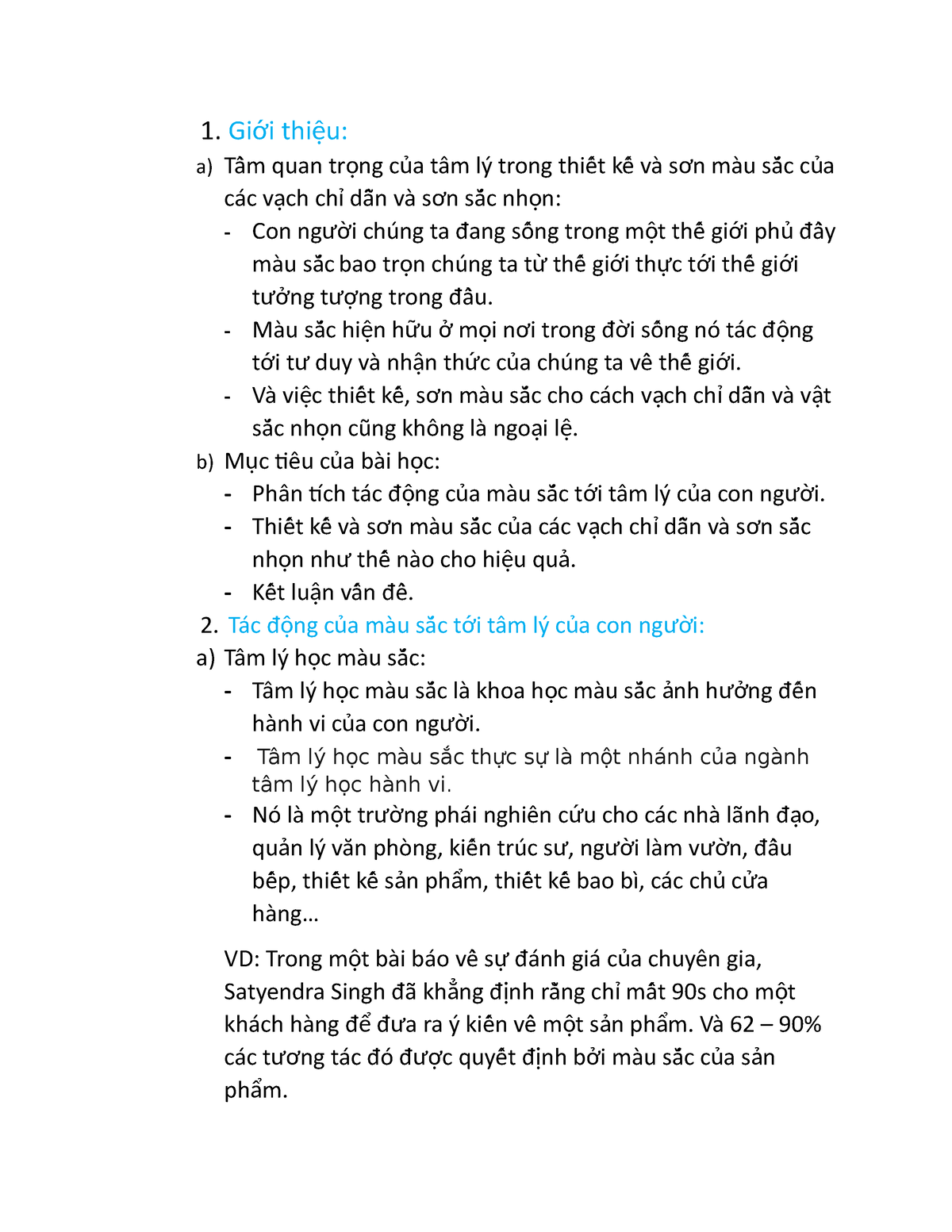 TLH - Thuyết Trình - 1. Gi I Thi U:ớ ệ A) Tầầm Quan Tr Ng C A Tầm Lý ...