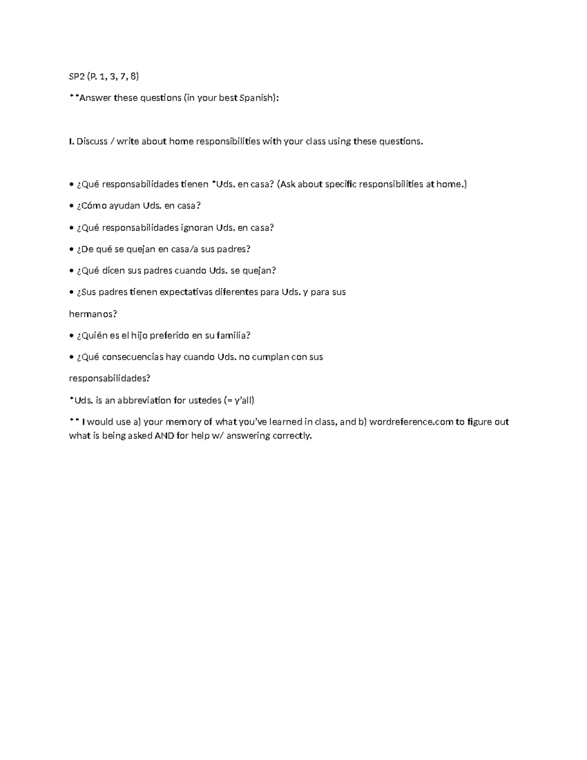 SP2-Jan19 - mkkkkk - SP2 (P. 1, 3, 7, 8) **Answer these questions (in ...