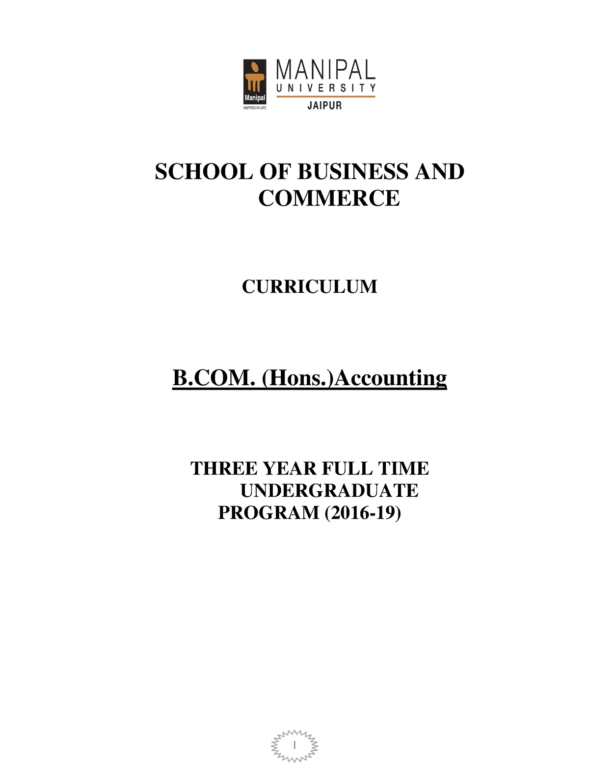 Final B Com (Hons ) Accounting Syllabus - SCHOOL OF BUSINESS AND ...