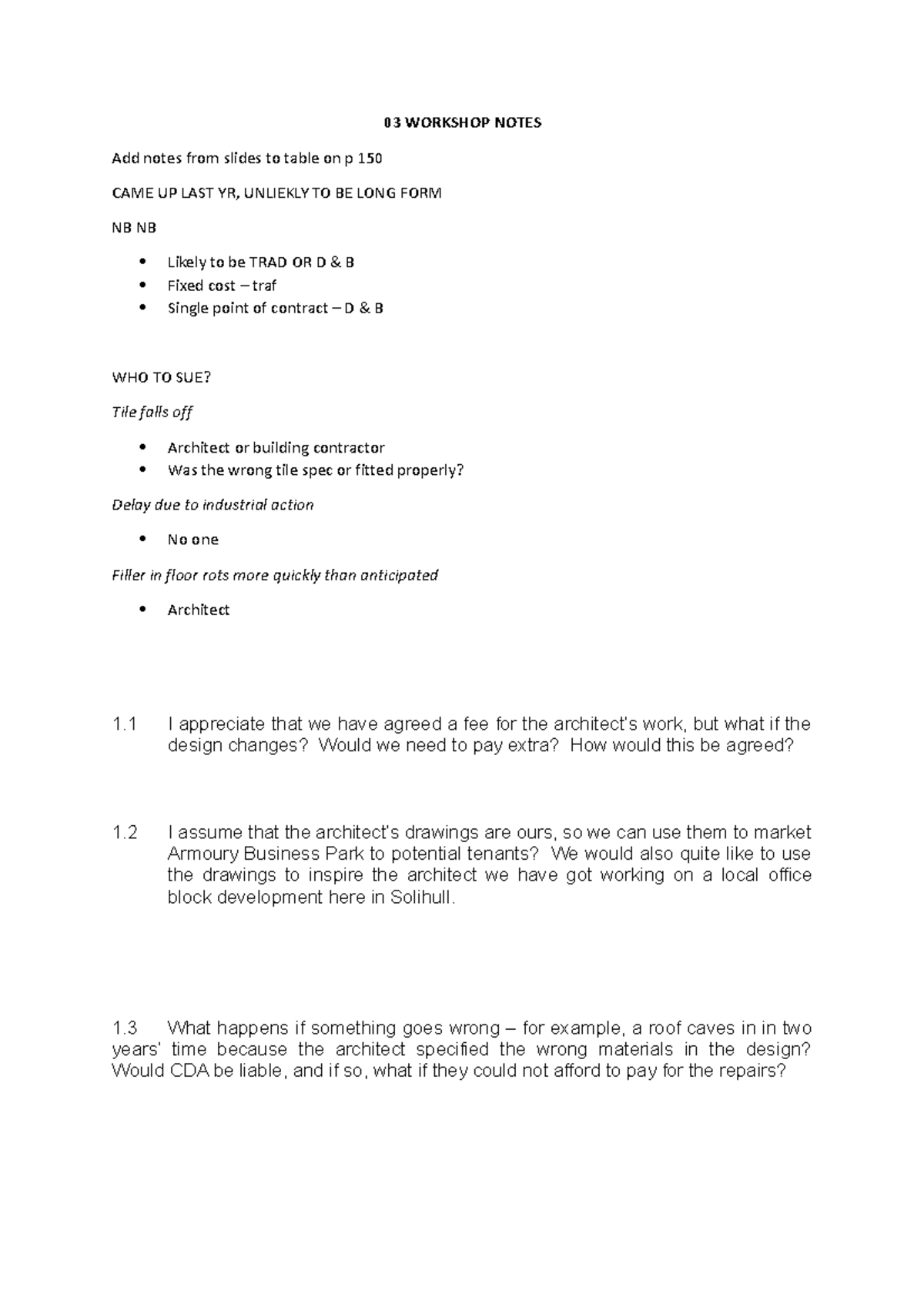 03 Workshop Notes - 03 WORKSHOP NOTES Add notes from slides to table on ...