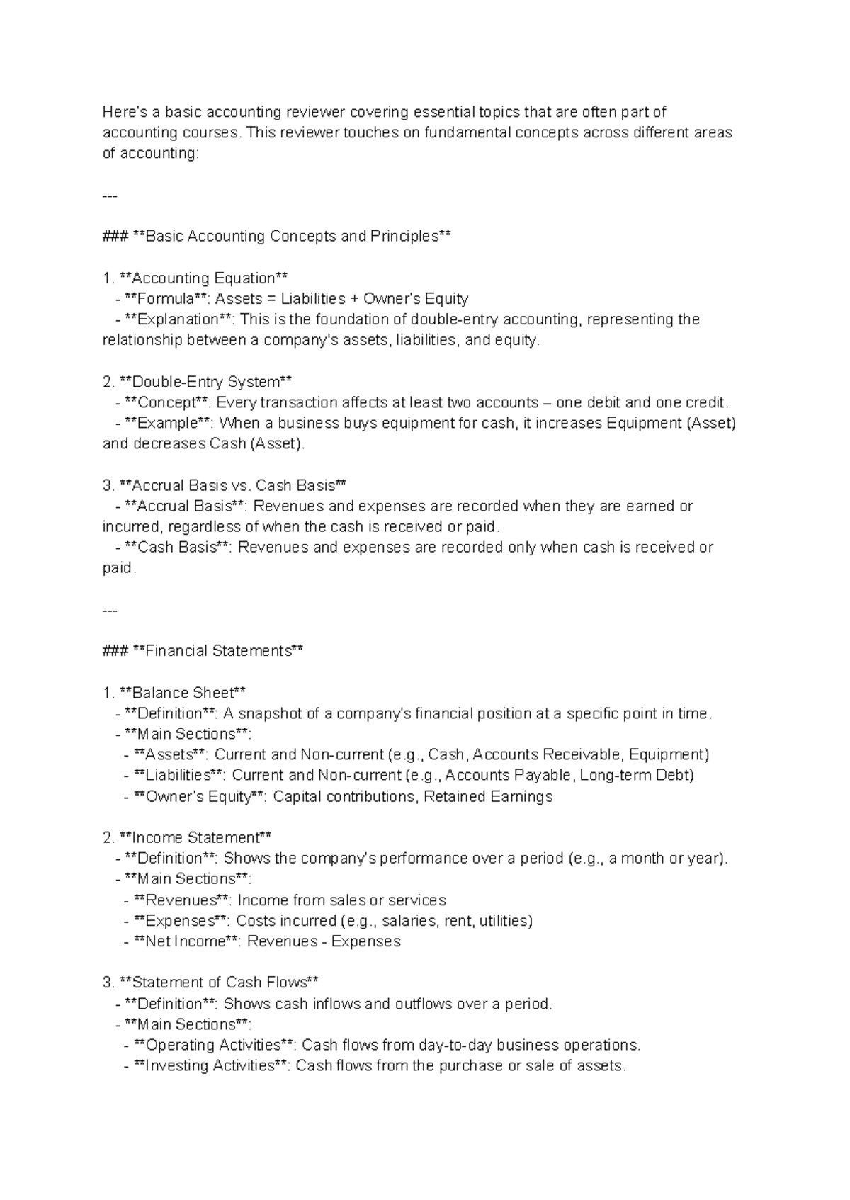 Accounting - Here’s a basic accounting reviewer covering essential ...