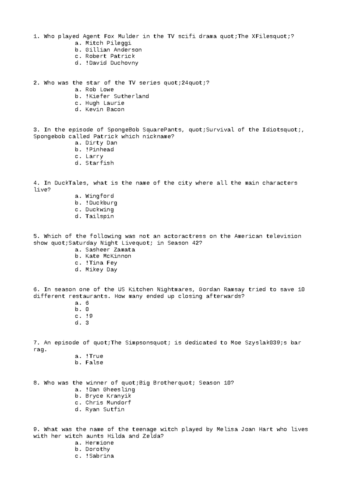 MPU-Test-9176 - Cheat sheet - Who played Agent Fox Mulder in the TV ...