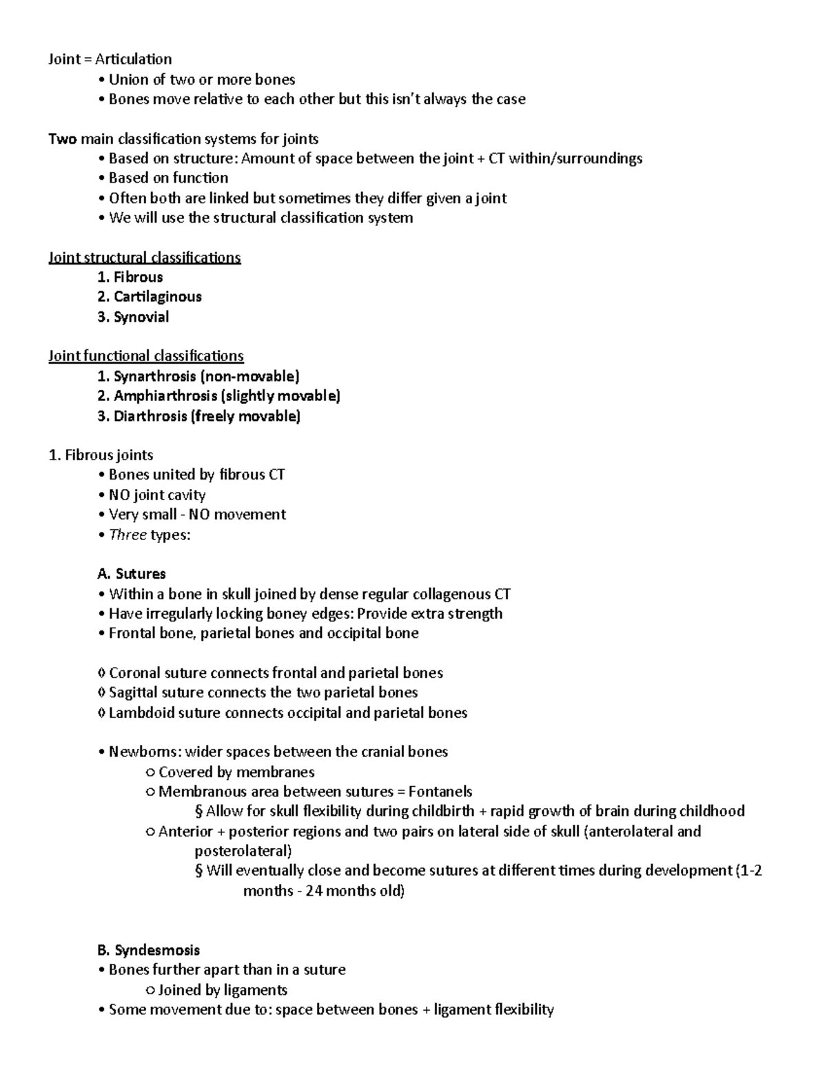 Joint Classification and ROMs - Joint = Ariculaion - Union of two or ...