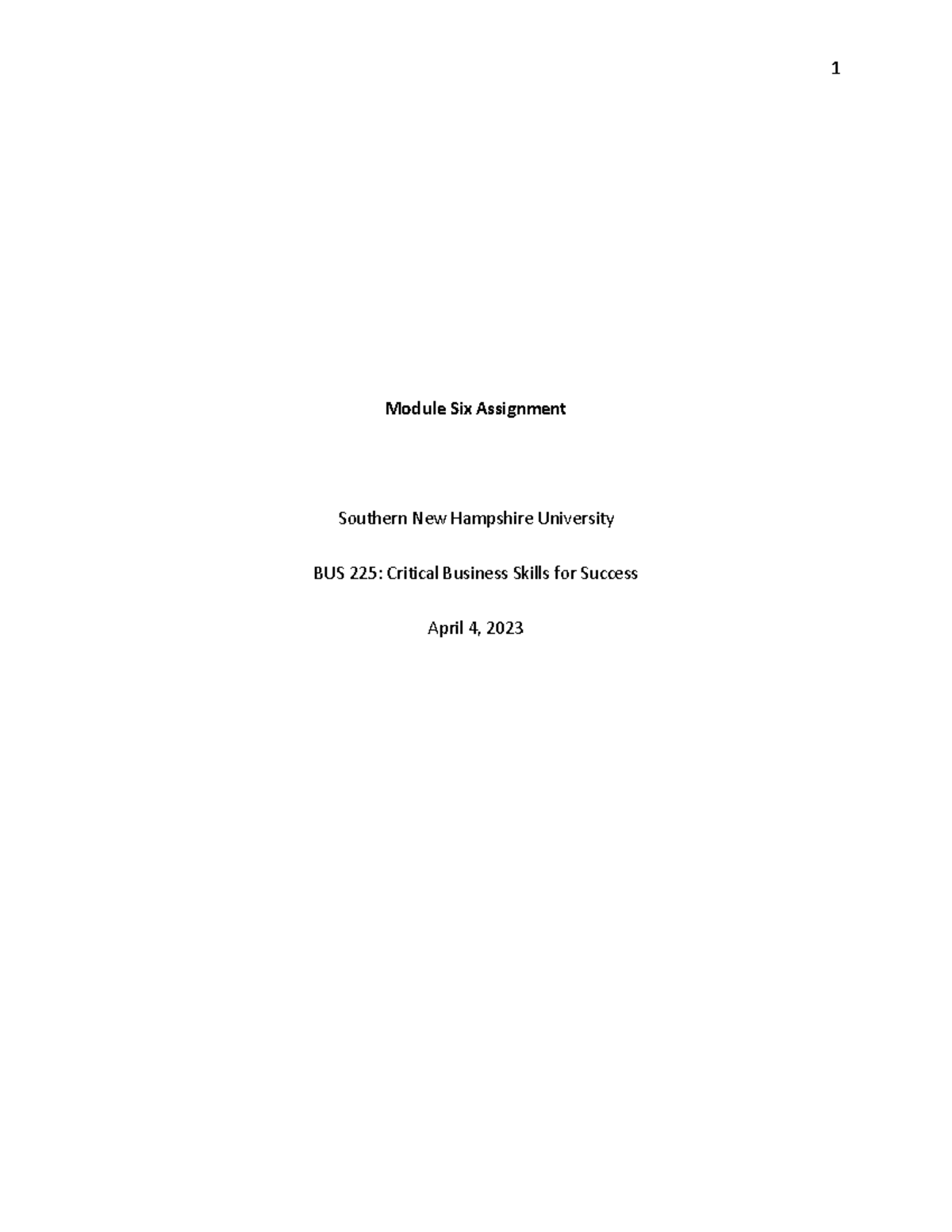 Bus225 module six assignment module six assignment southern new