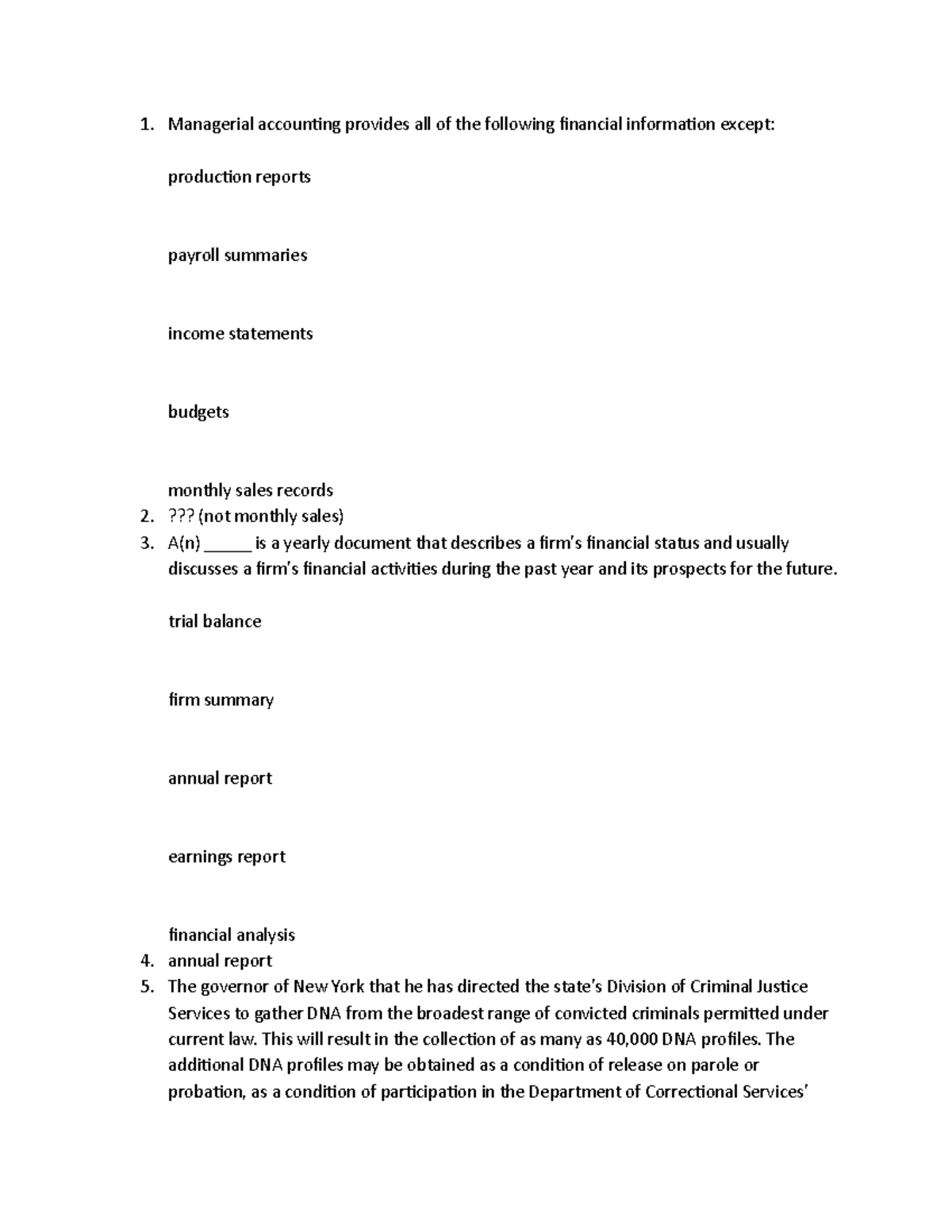 Busmgt 390 20 - notes - Managerial accounting provides all of the - Managerial Accounting Provides All Of The Following Financial Information Except