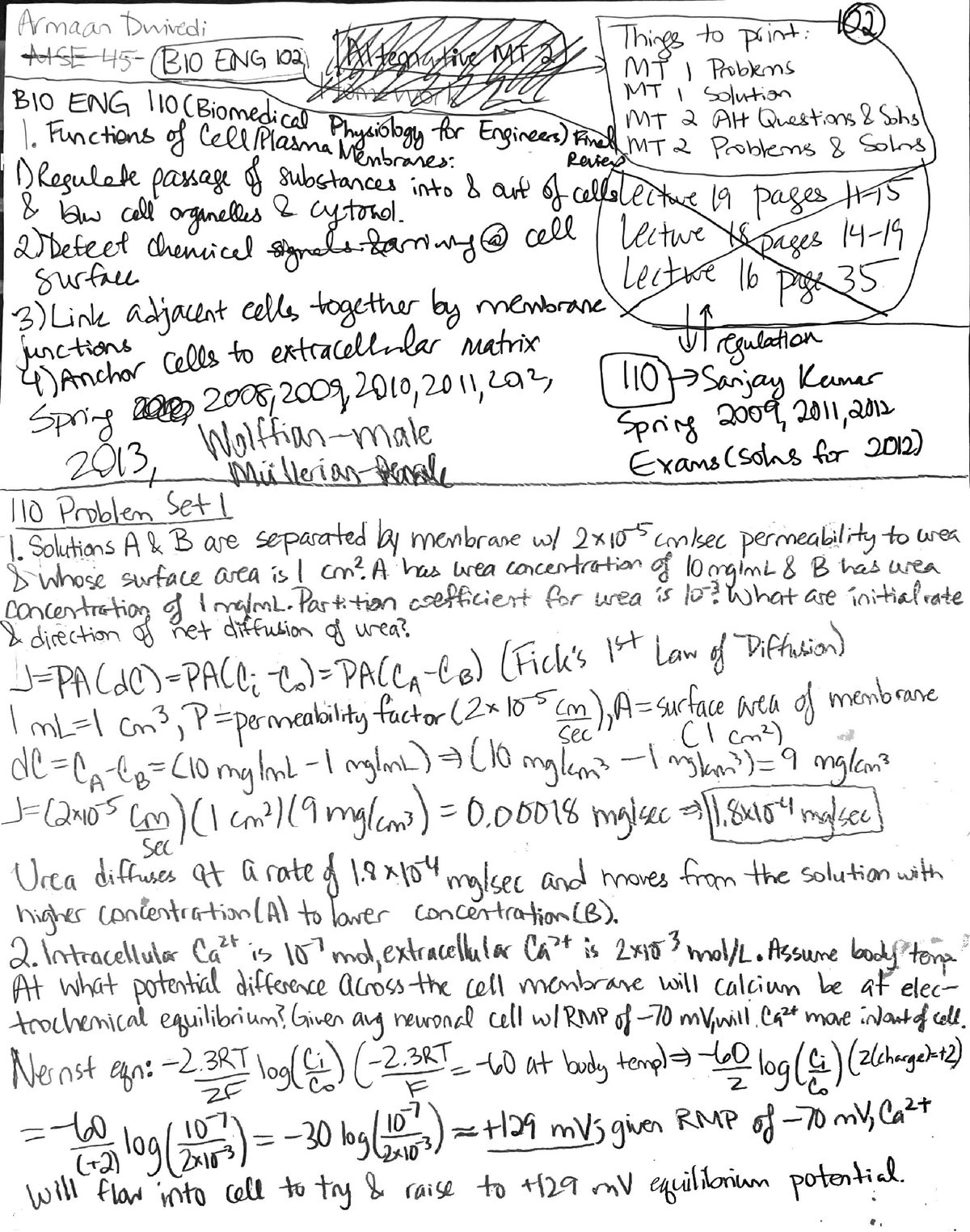 Final Exam Review - BIO ENG 110 - Studocu