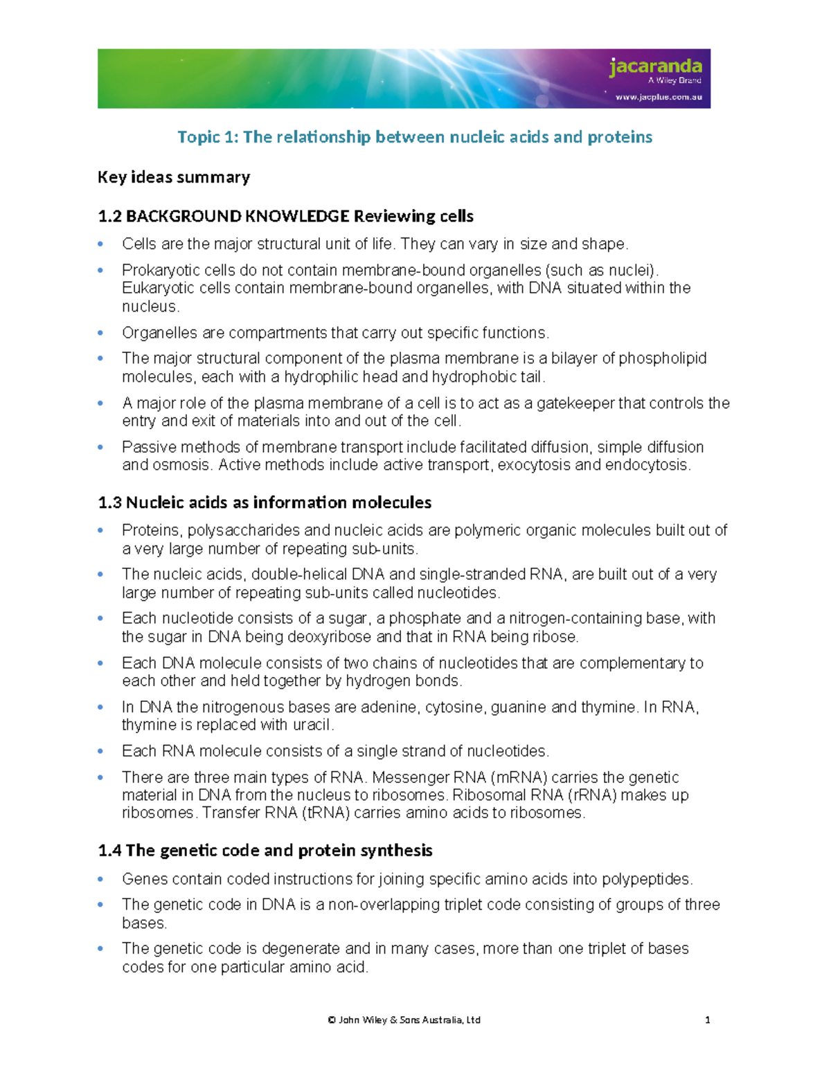 Doc-34412 - dwmfbljsafhf - Topic 1: The relationship between nucleic ...
