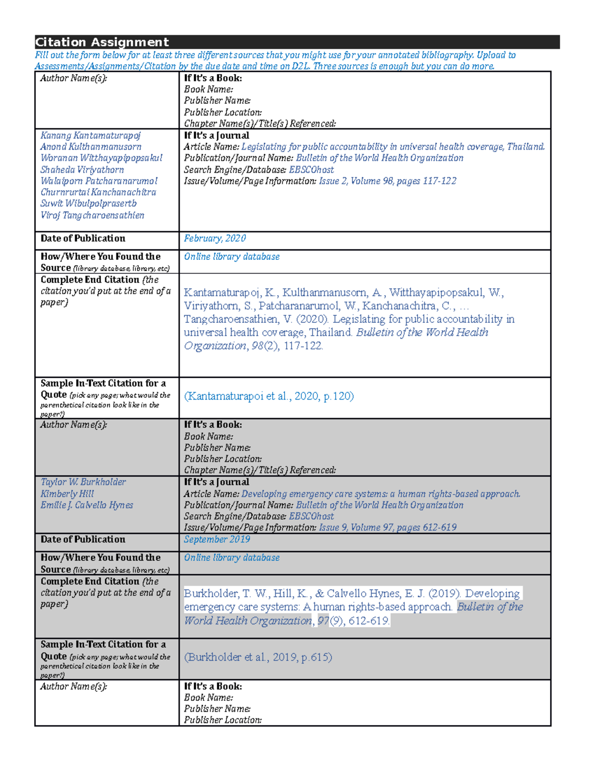Citation Assignment - Citation Assignment Fill out the form below for ...