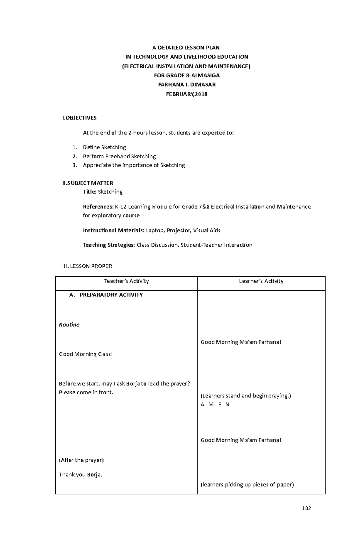 1 - SKETCHING USING DIFFERENT KIND OF LINE - A DETAILED LESSON PLAN IN ...