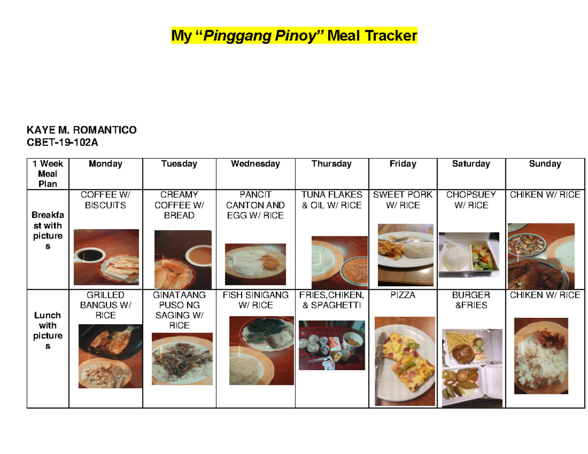 Pinggang pinoy on sale meal plan