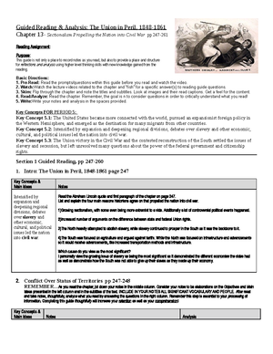 Overview of a Period of US History - Guided Reading & Analysis ...