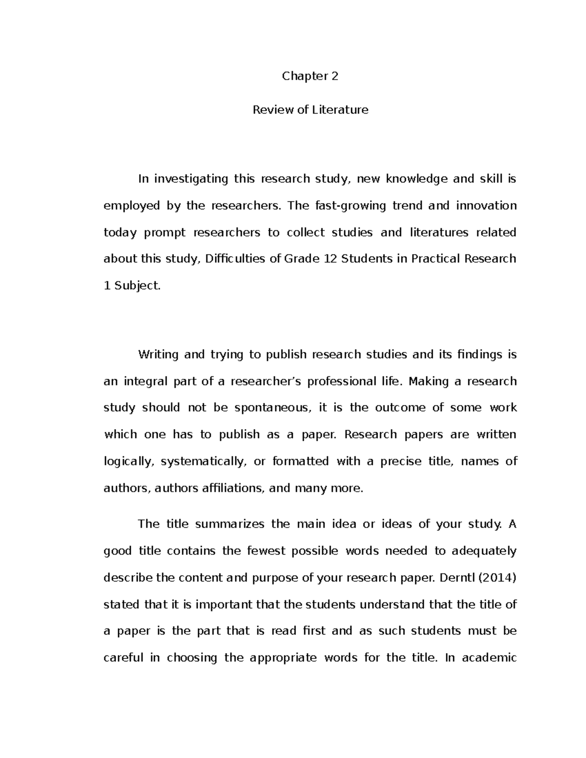 guidelines writing chapter 2 research paper