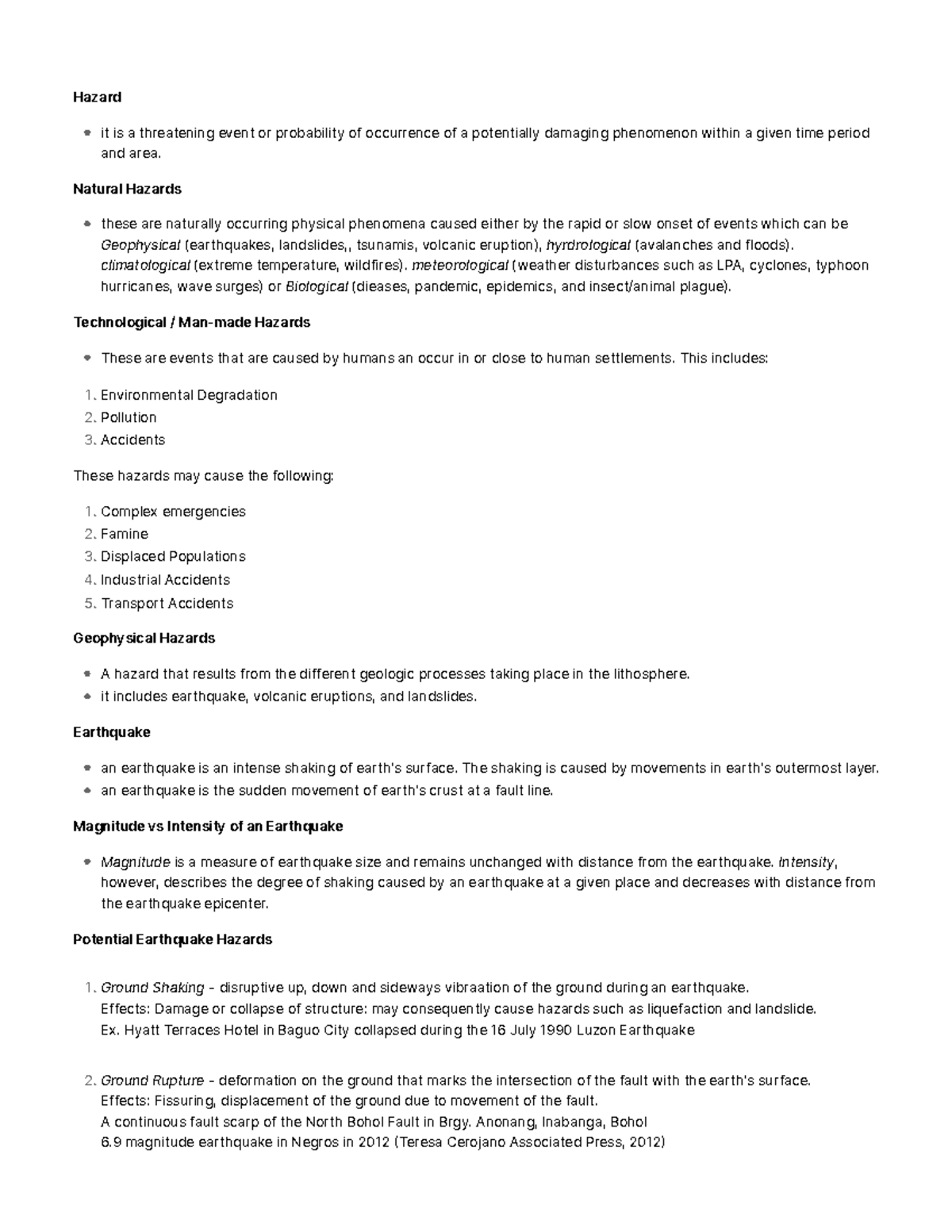 LEC 3 Hazards - DRRR - Hazard it is a threatening event or probability ...