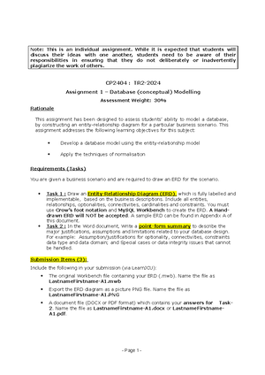 CP2403 CP3413 - Assignment - Part 1 - Task Sheet - CP2403/CP3413 ...