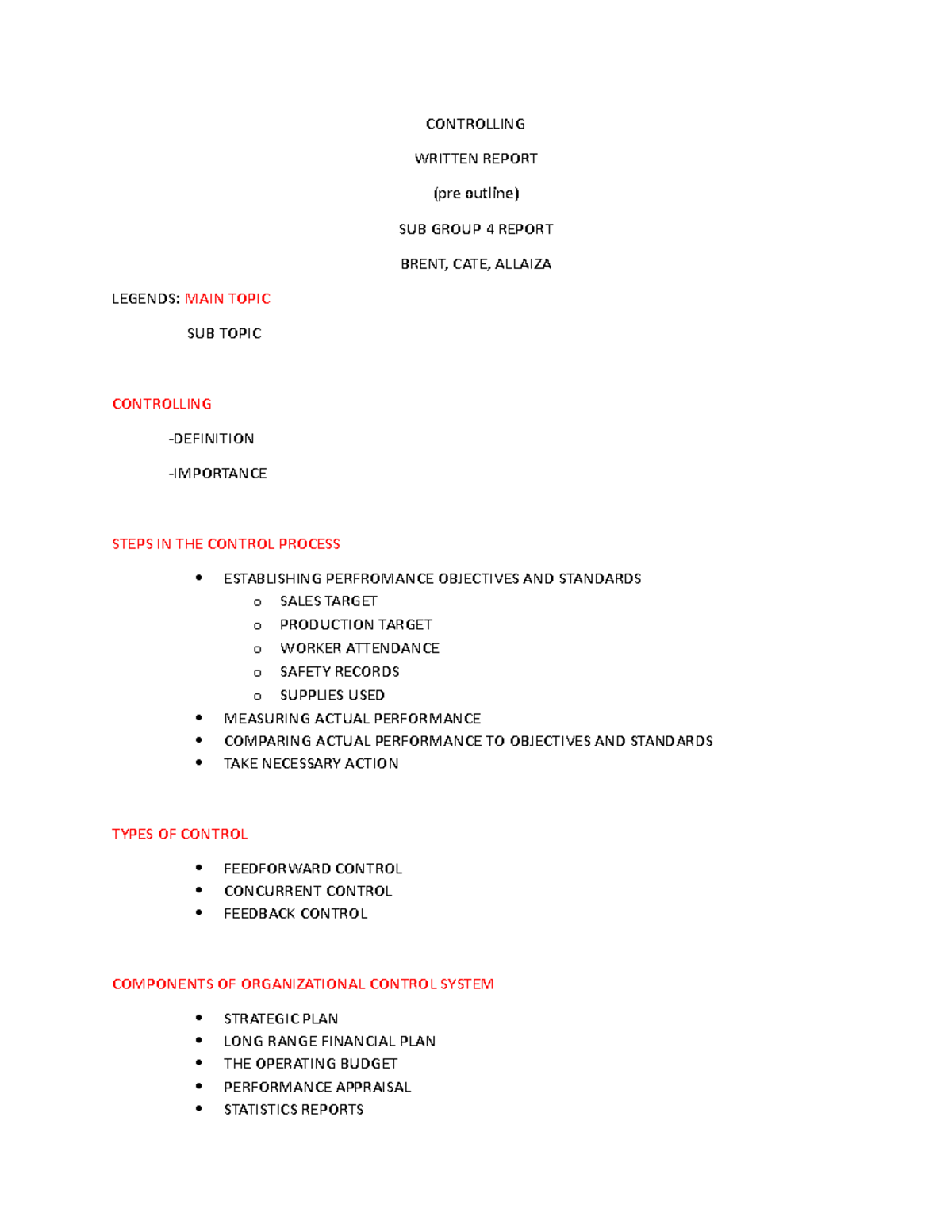 Controlling Report - For business management - CONTROLLING WRITTEN ...