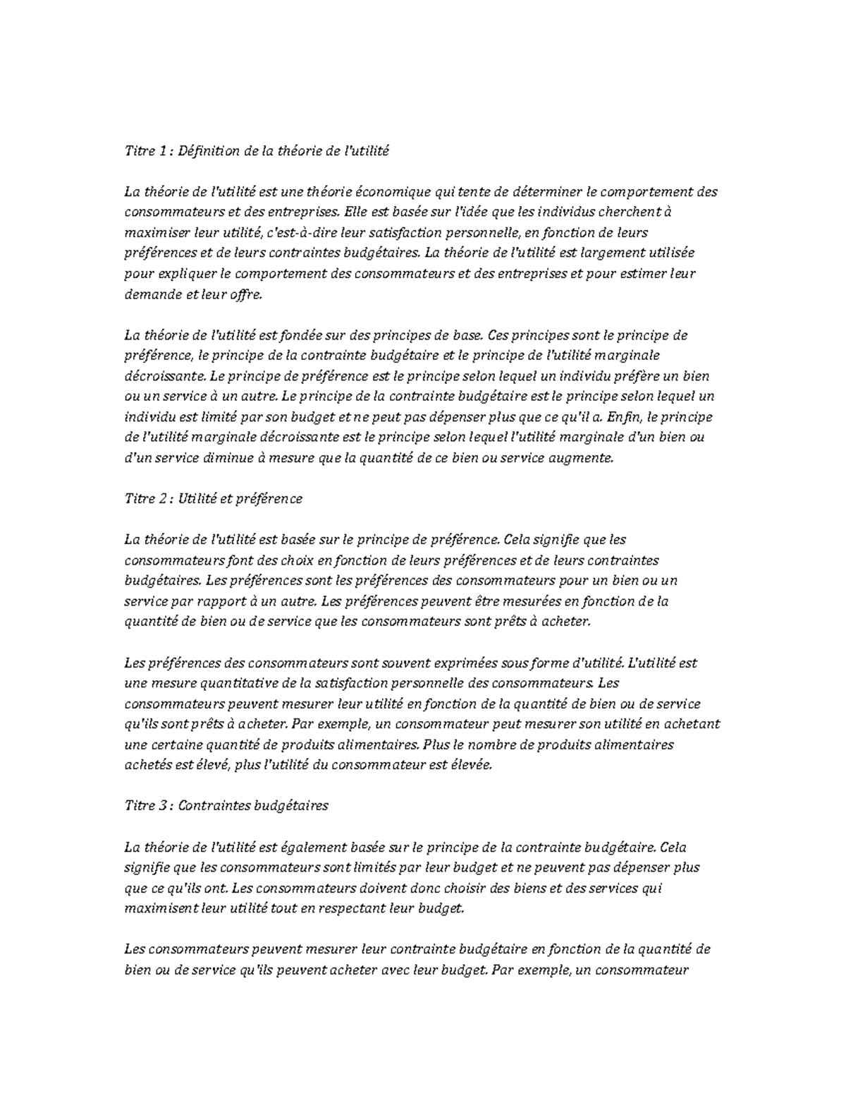 Utility Theory Study Notes Titre 1 Définition de la théorie de l