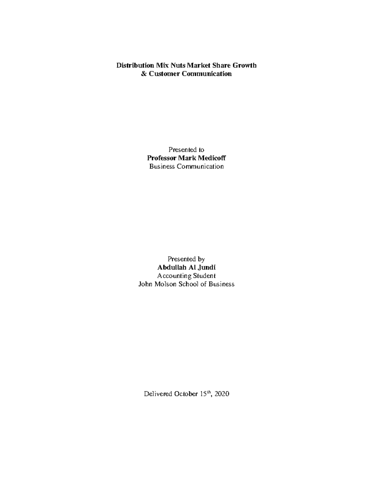 Individual Memo Report Distribution Mix Nuts Distribution Mix Nuts
