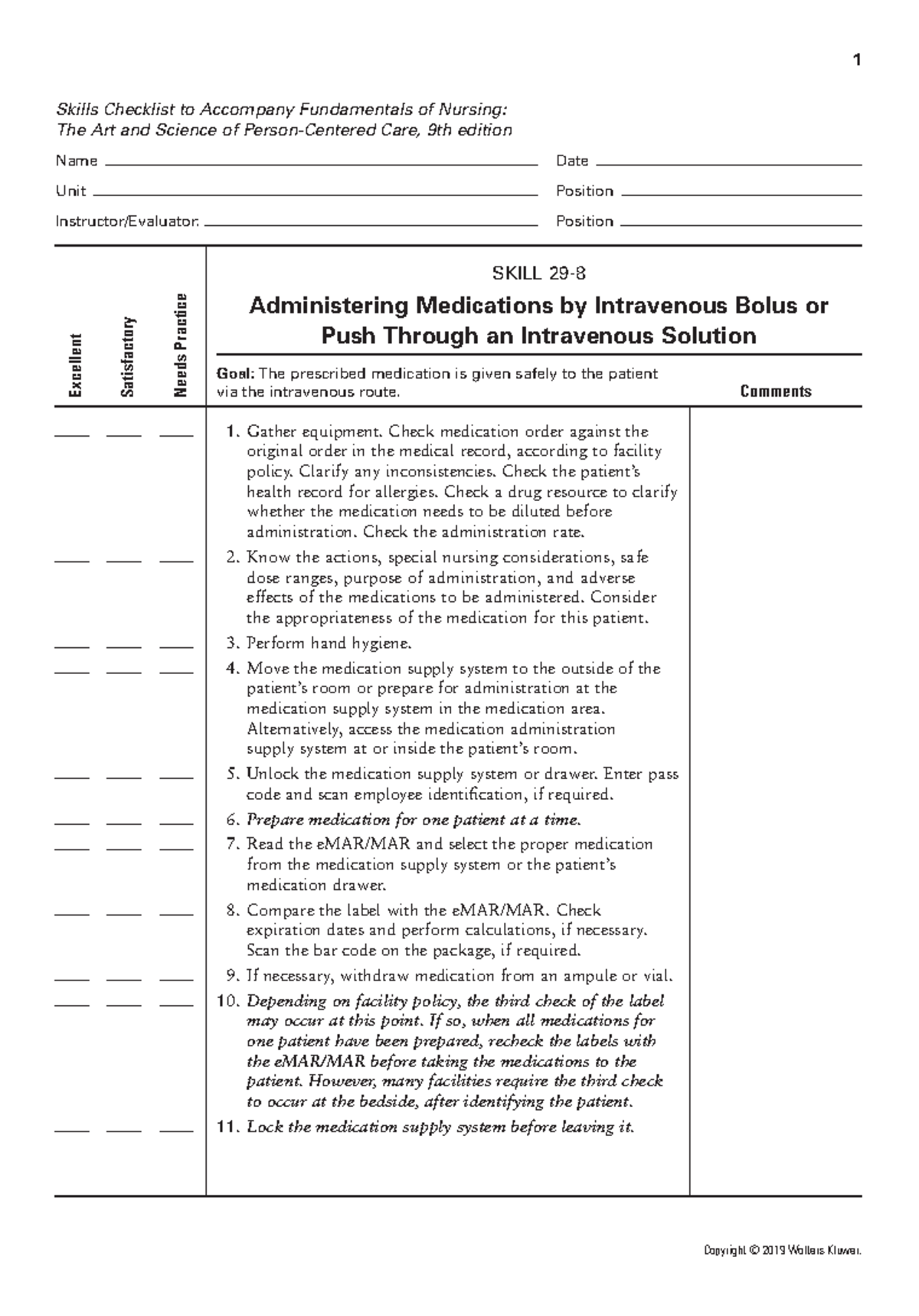 Administer meds by IV bolus or push through IV solution - 1 Skills ...