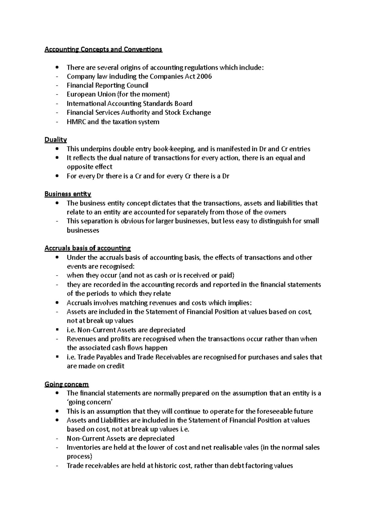 MANG1001 - Accounting Concepts - Accounting Concepts and Conventions ...