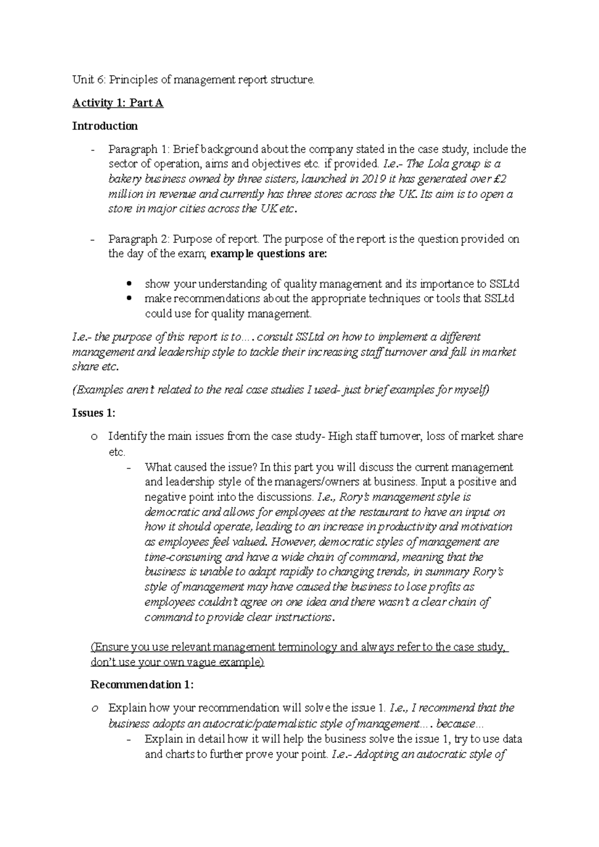 Unit 6- principles of management structure - Unit 6: Principles of ...