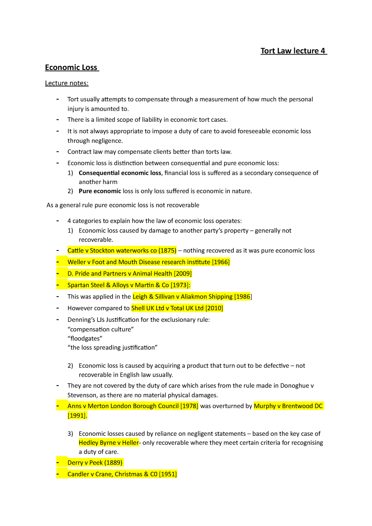 lecture-4-economic-loss-tort-law-lecture-4-economic-loss-lecture