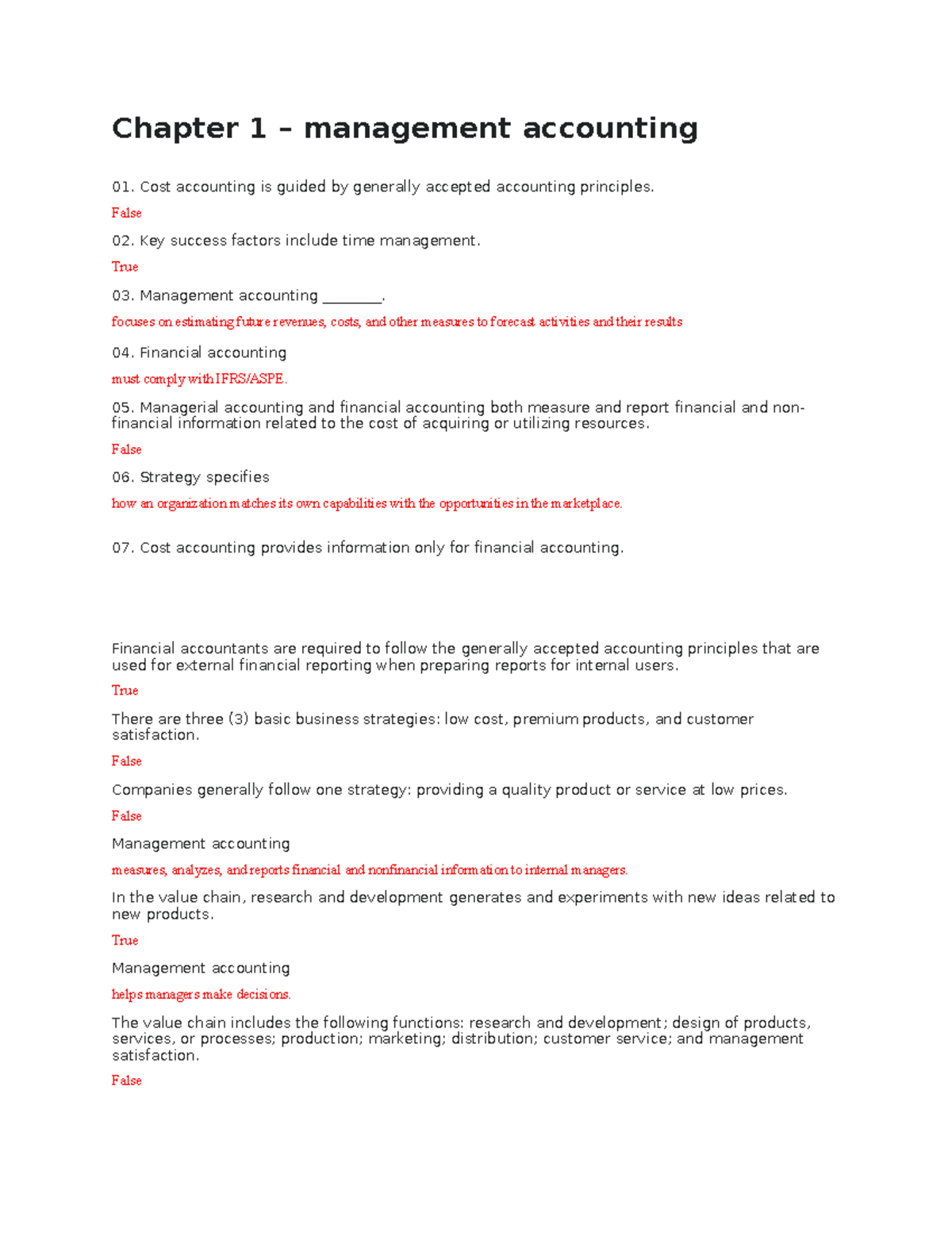 Chapter 1 - Chapter 1 – Management Accounting Cost Accounting Is Guided ...