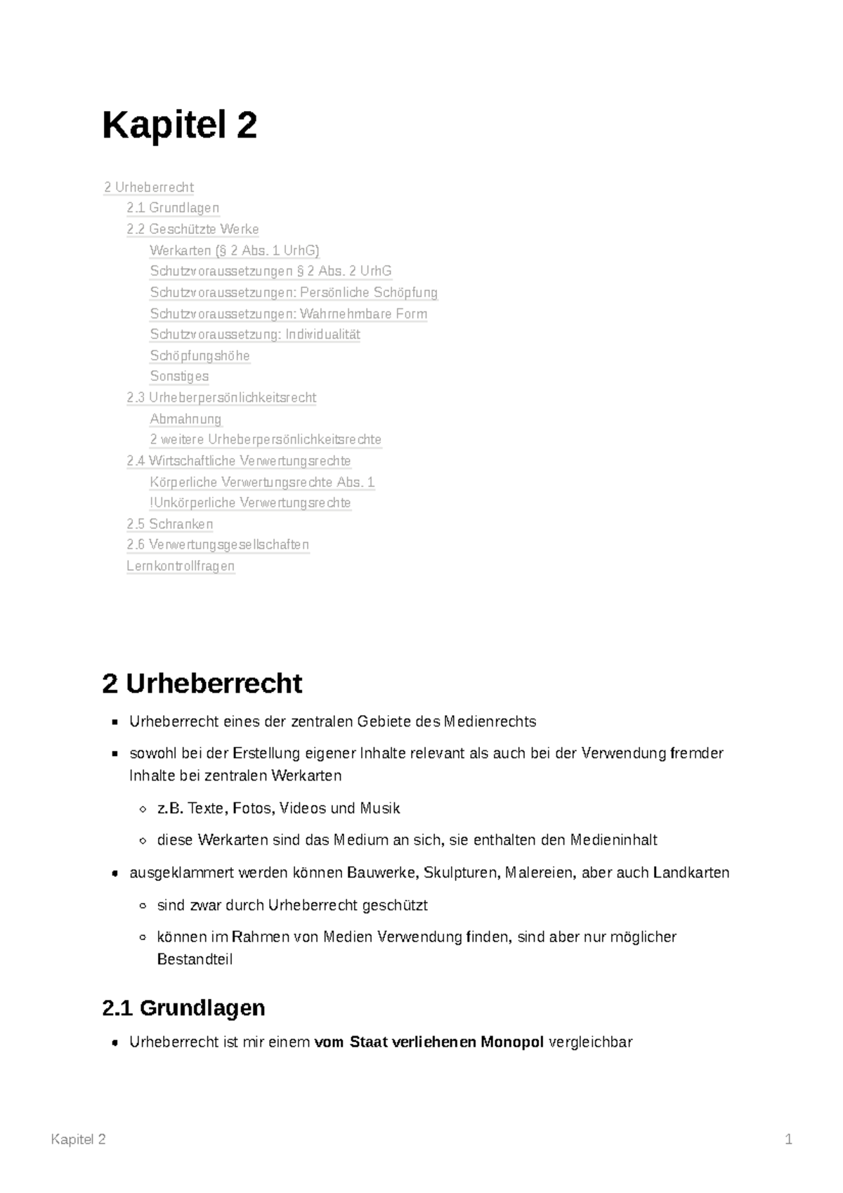 Kapitel 2 Urheberrecht - Kapitel 2 2 Urheberrecht Urheberrecht eines
