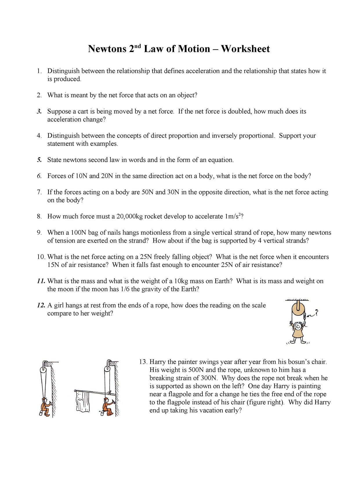 Newtons 2nd Law Of Motion Worksheet Newtons 2 Nd Law Of Motion Worksheet 1 Distinguish 