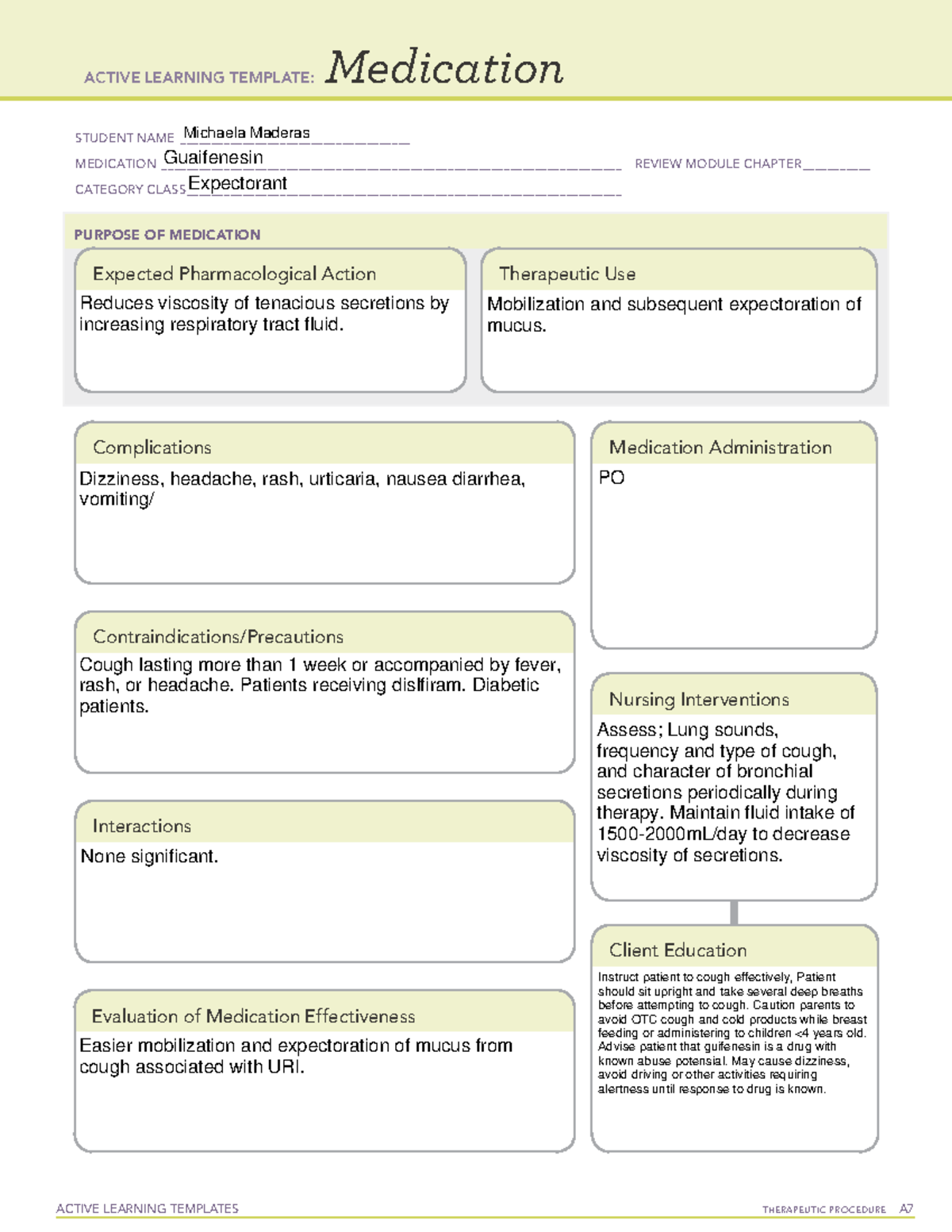 Guaifenesin - Drug card - ACTIVE LEARNING TEMPLATES THERAPEUTIC ...