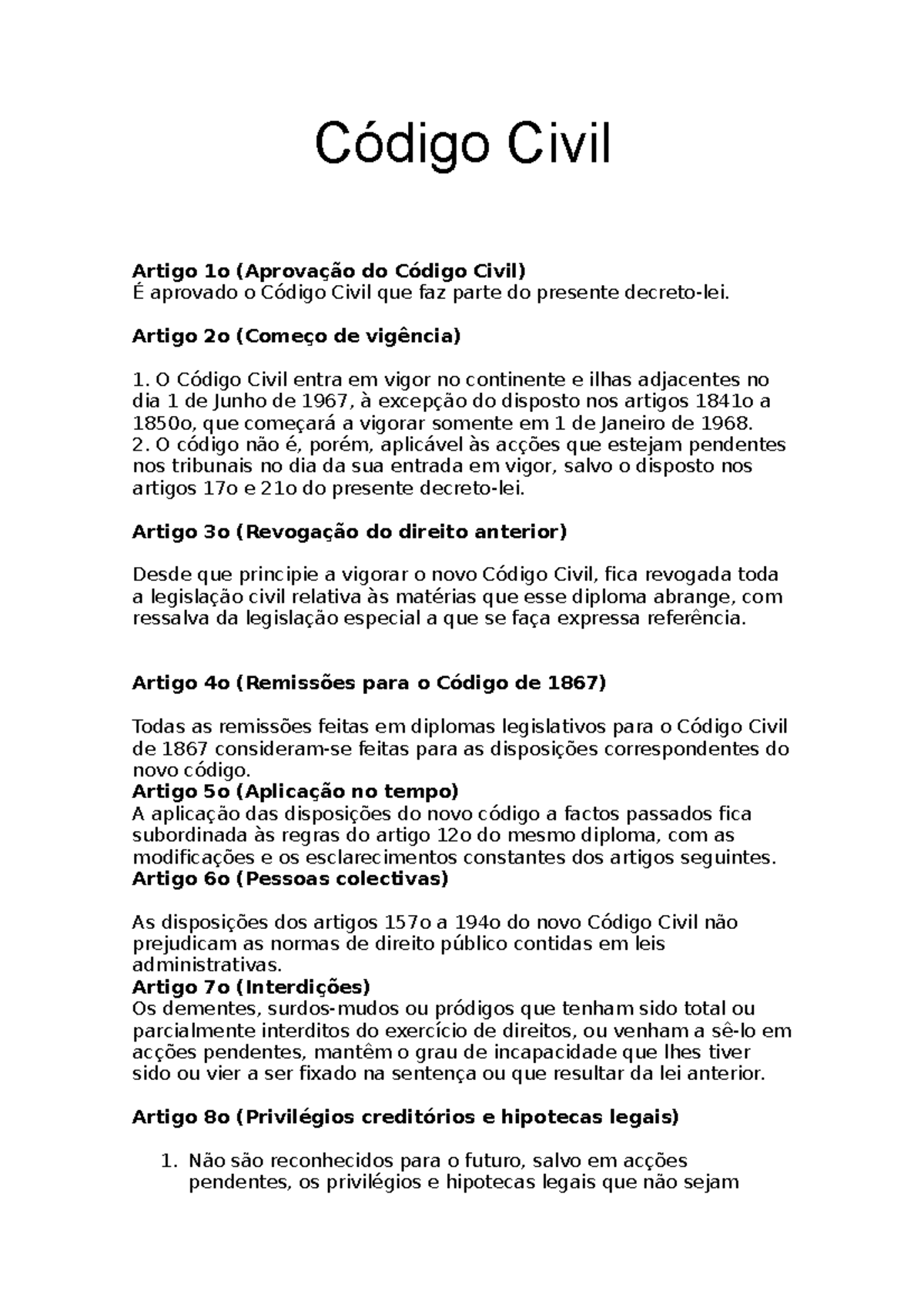 Co Ã¬digo Civil Direito Código Civil Artigo 1o (Aprovação do Código