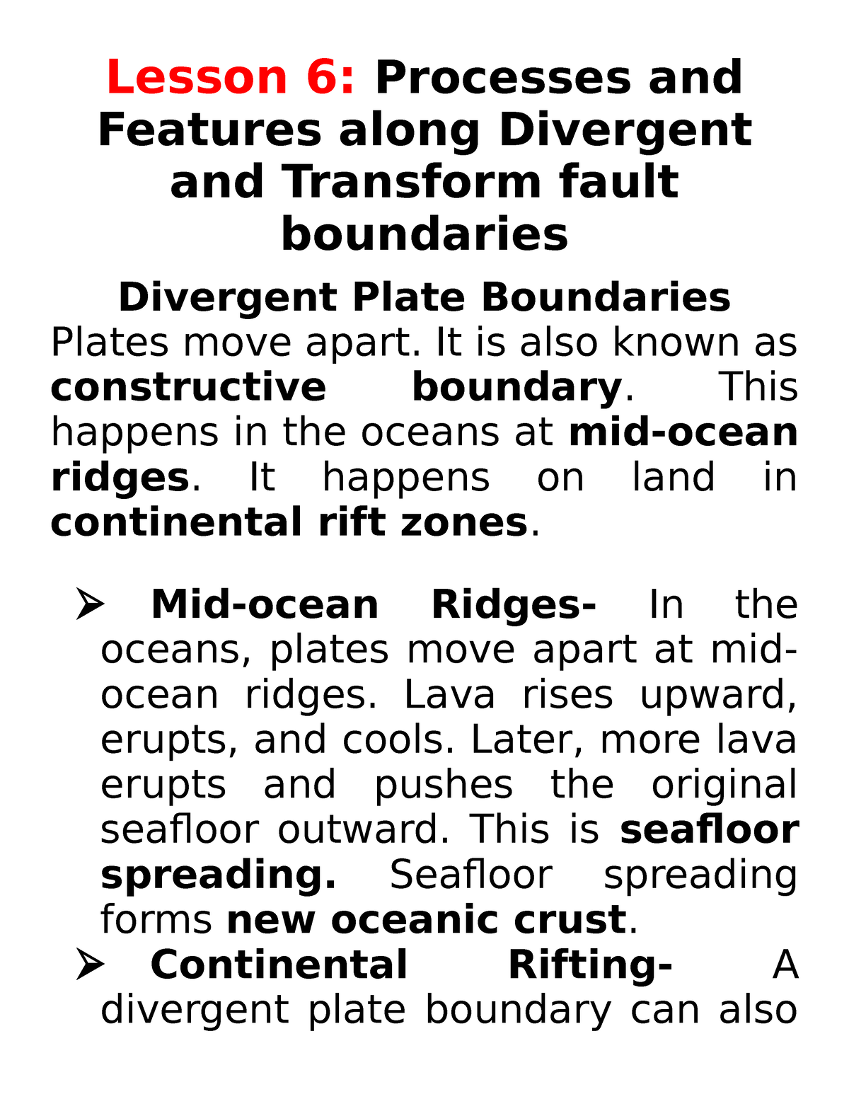 lesson-6-geologic-prcesses-in-divergent-boundary-lesson-6-processes