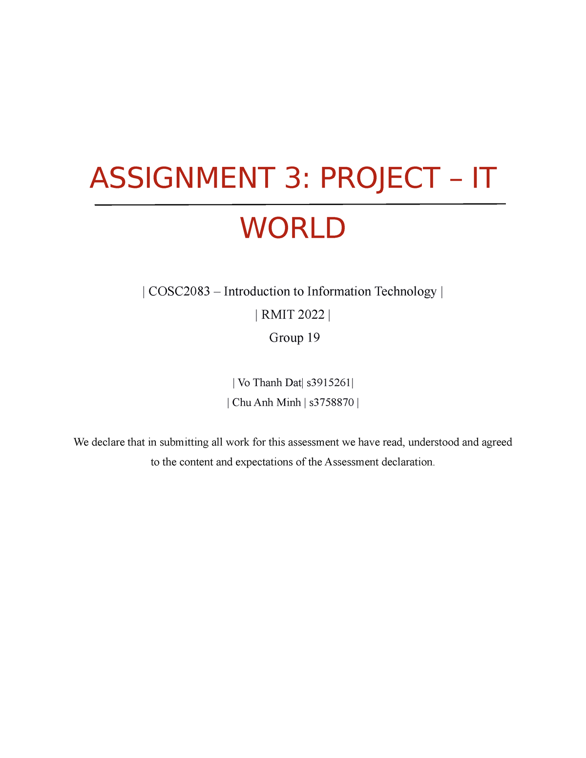 assignment on information technology