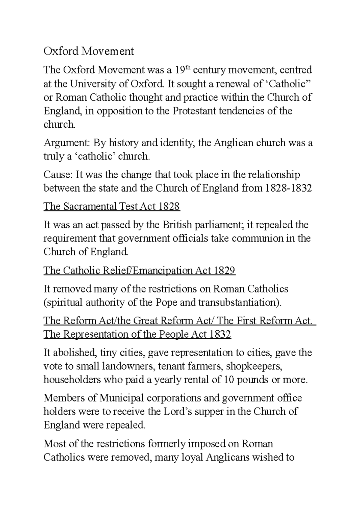 Oxford Movement It Sought A Renewal Of Catholic Or Roman Catholic