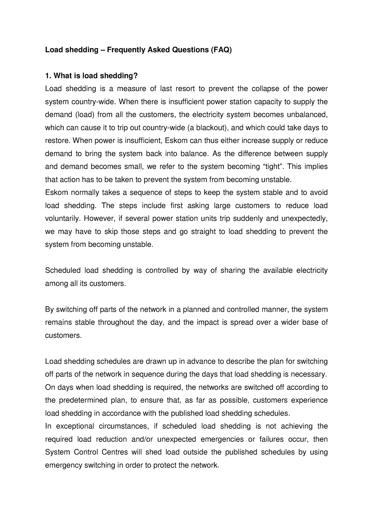 literature review of load shedding